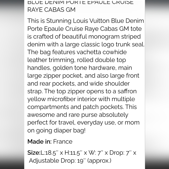 🤩Flash Sale🥰Louis Vuitton Cabas Raye GM - Picture 7 of 17